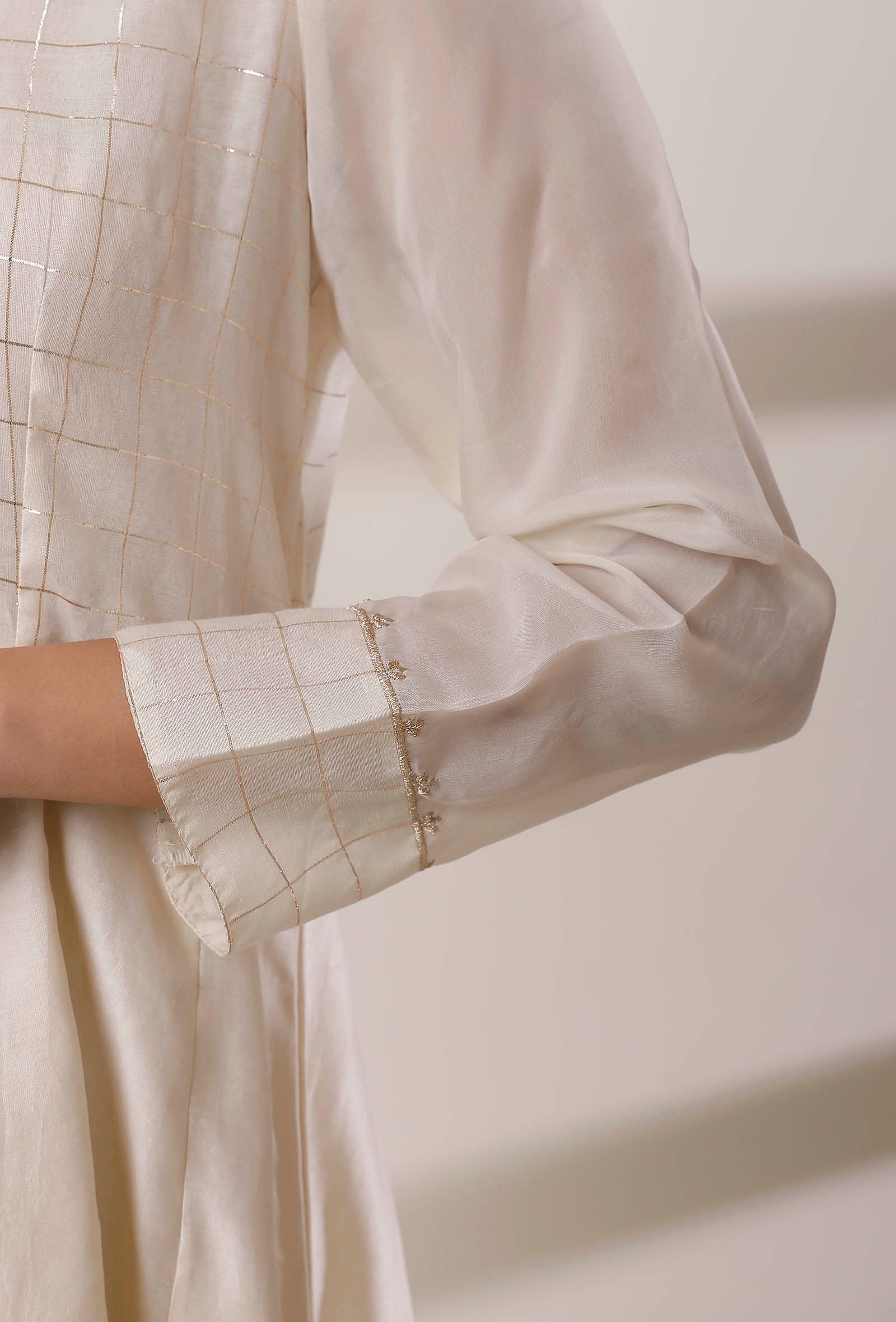 Set of 2: Off White Kalidar Kurta with Churidar - Image 4