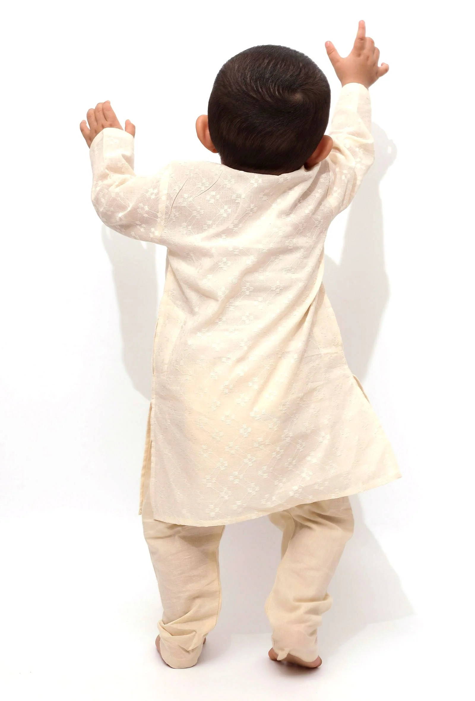 Set of 2 - Off-white Malmal Kurta Pyjama - Image 4
