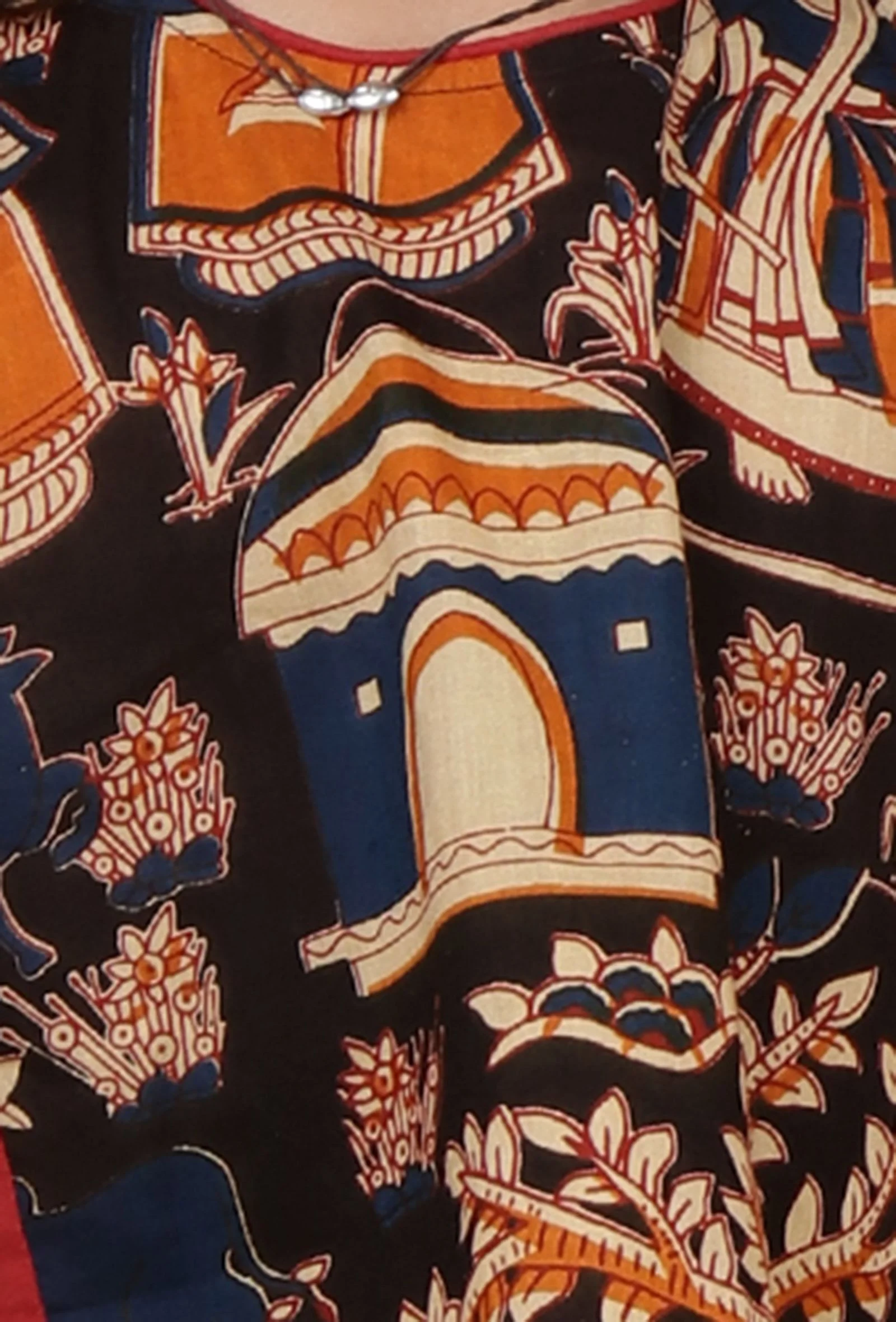 Set Of 2: Oorja Black Kalamkari Short Cotton Top & Palazzo Pant - Image 4