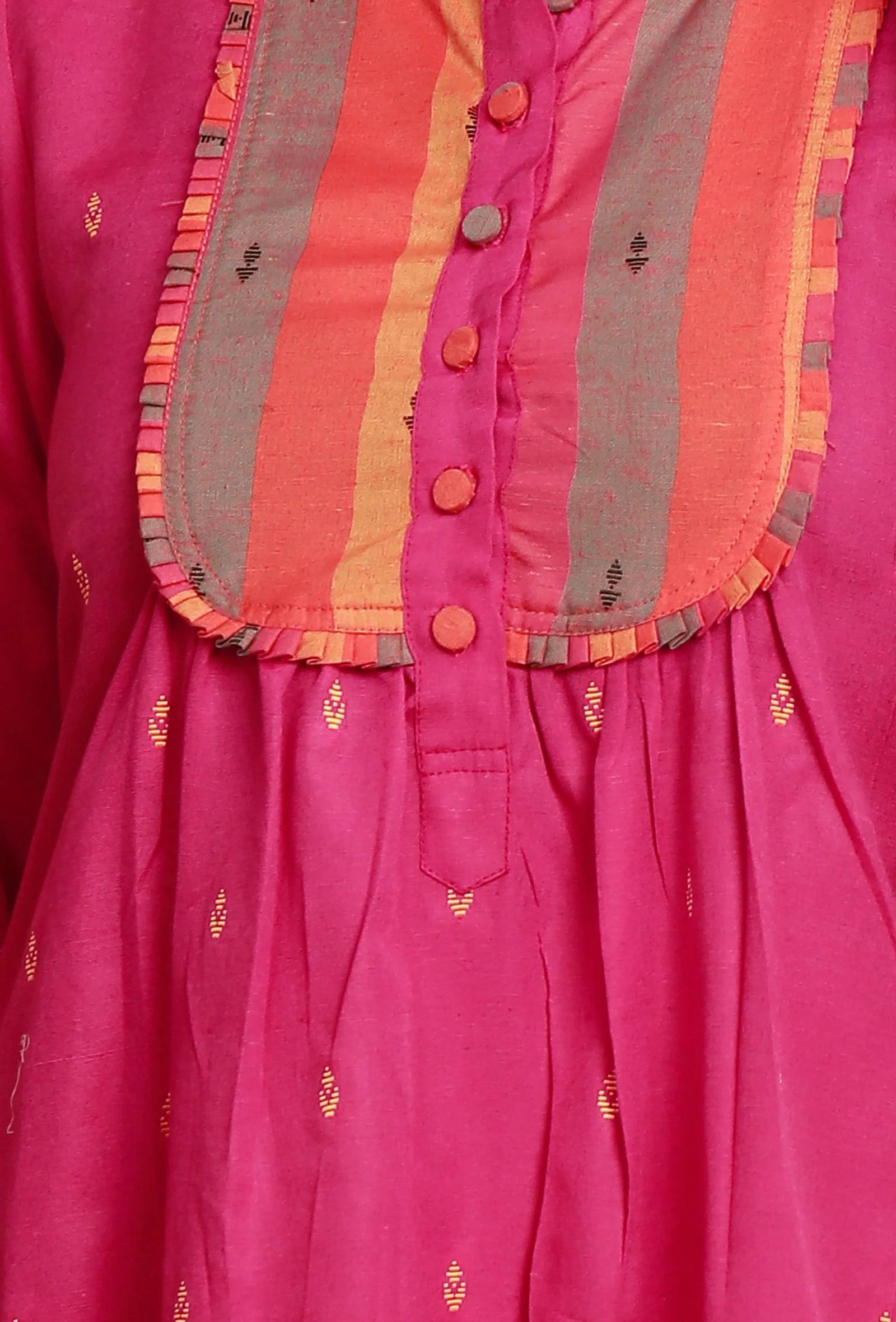 Set of 2:  Pink  A-line Woven Kurta with Pink Woven Straight Pants - Image 7