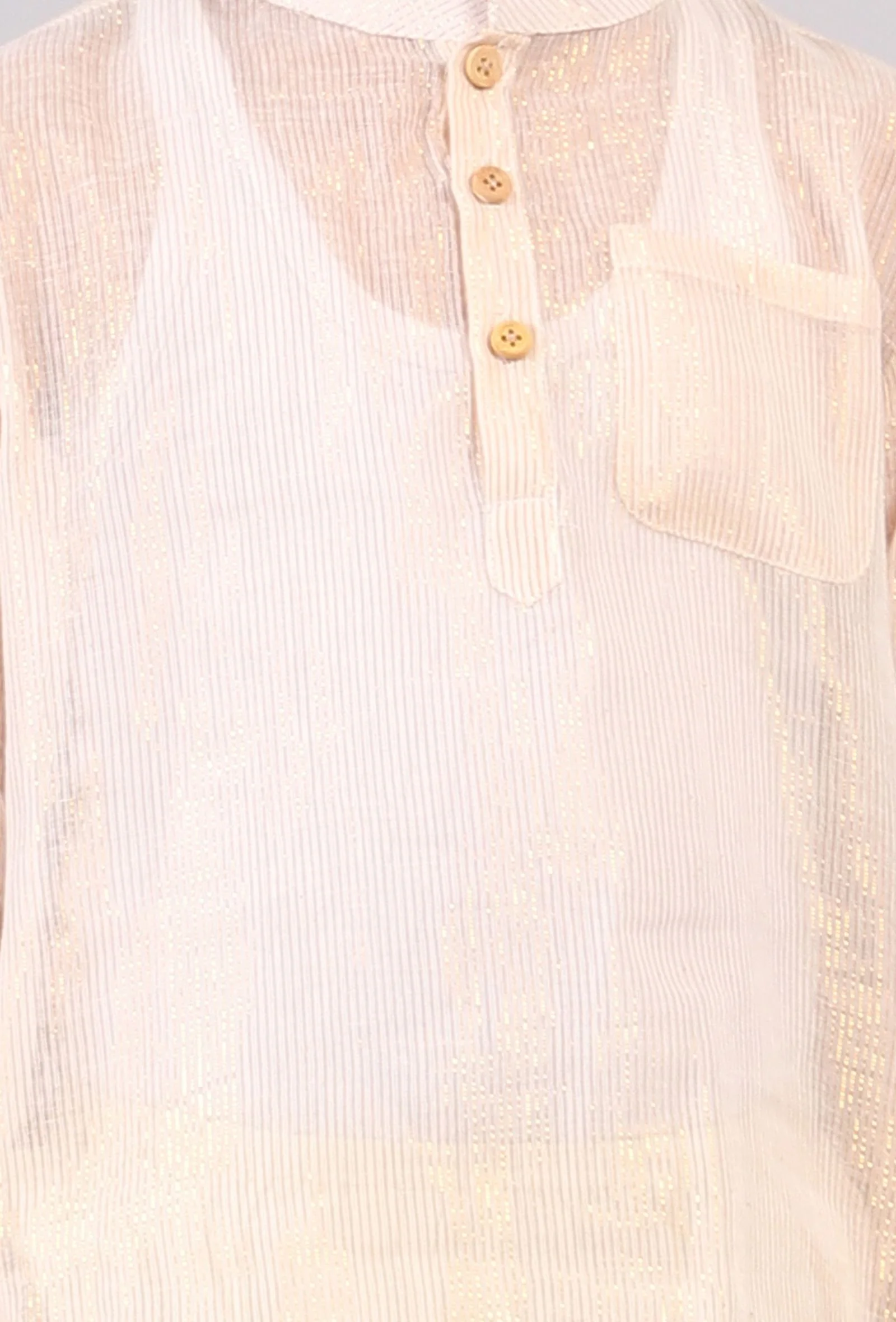 Set Of 2: Plain White Silver Cotton Stripes Kurta Pyjama Set - Image 5