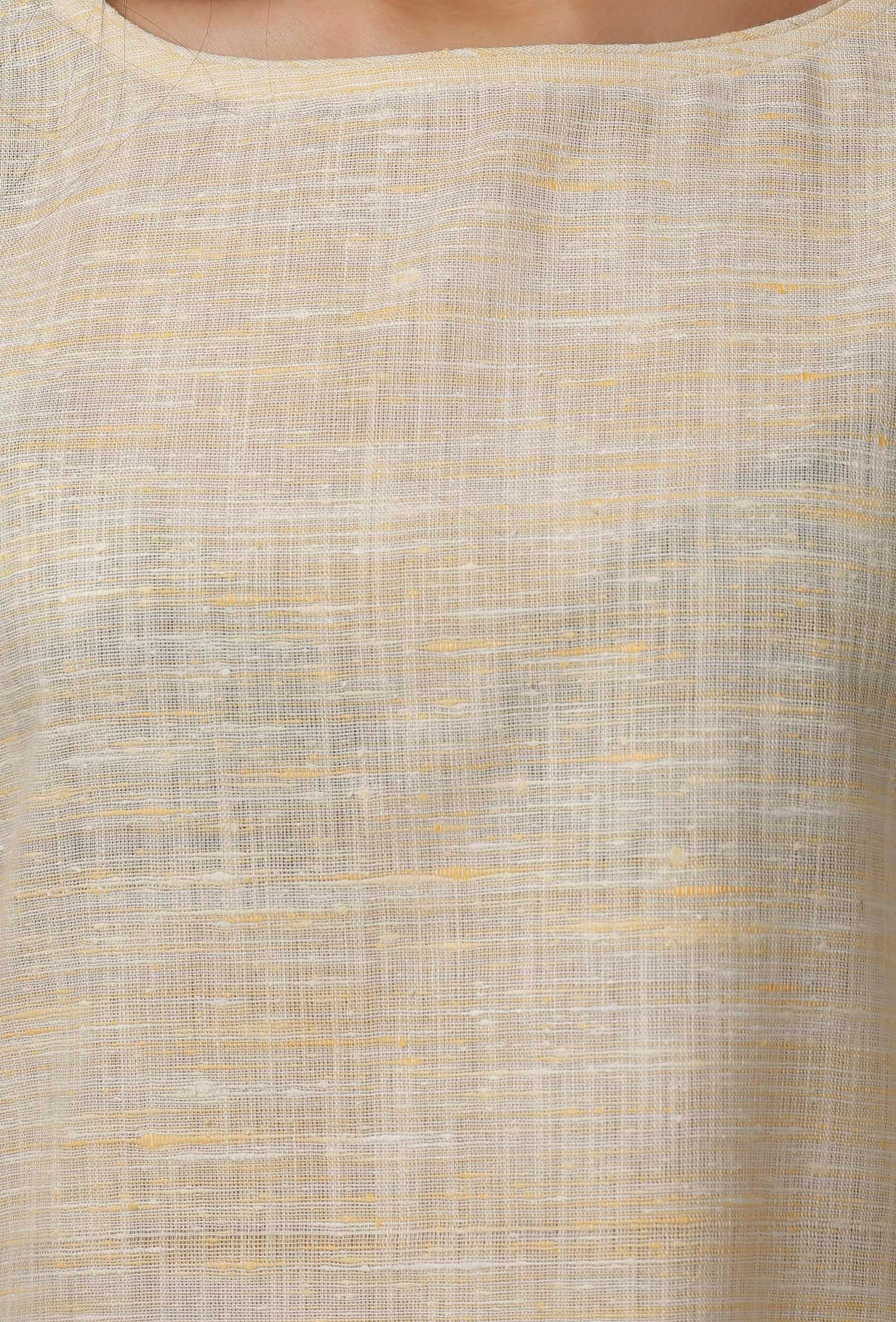 Set of 2: White Pure Woven Cotton Kurta and Pants - Image 15