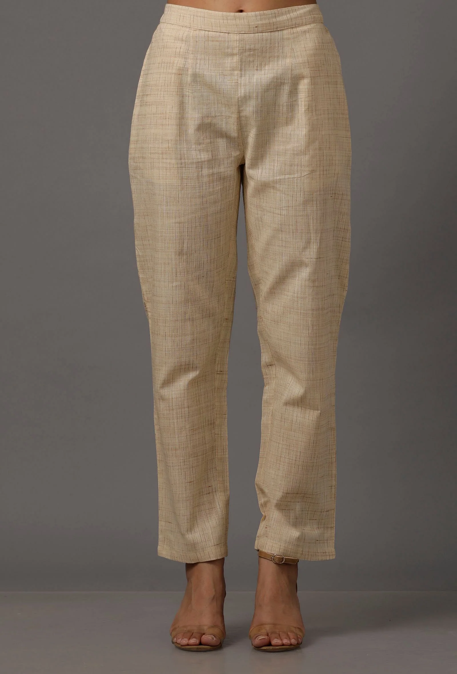 Set of 2: White Pure Woven Cotton Kurta and Pants - Image 16