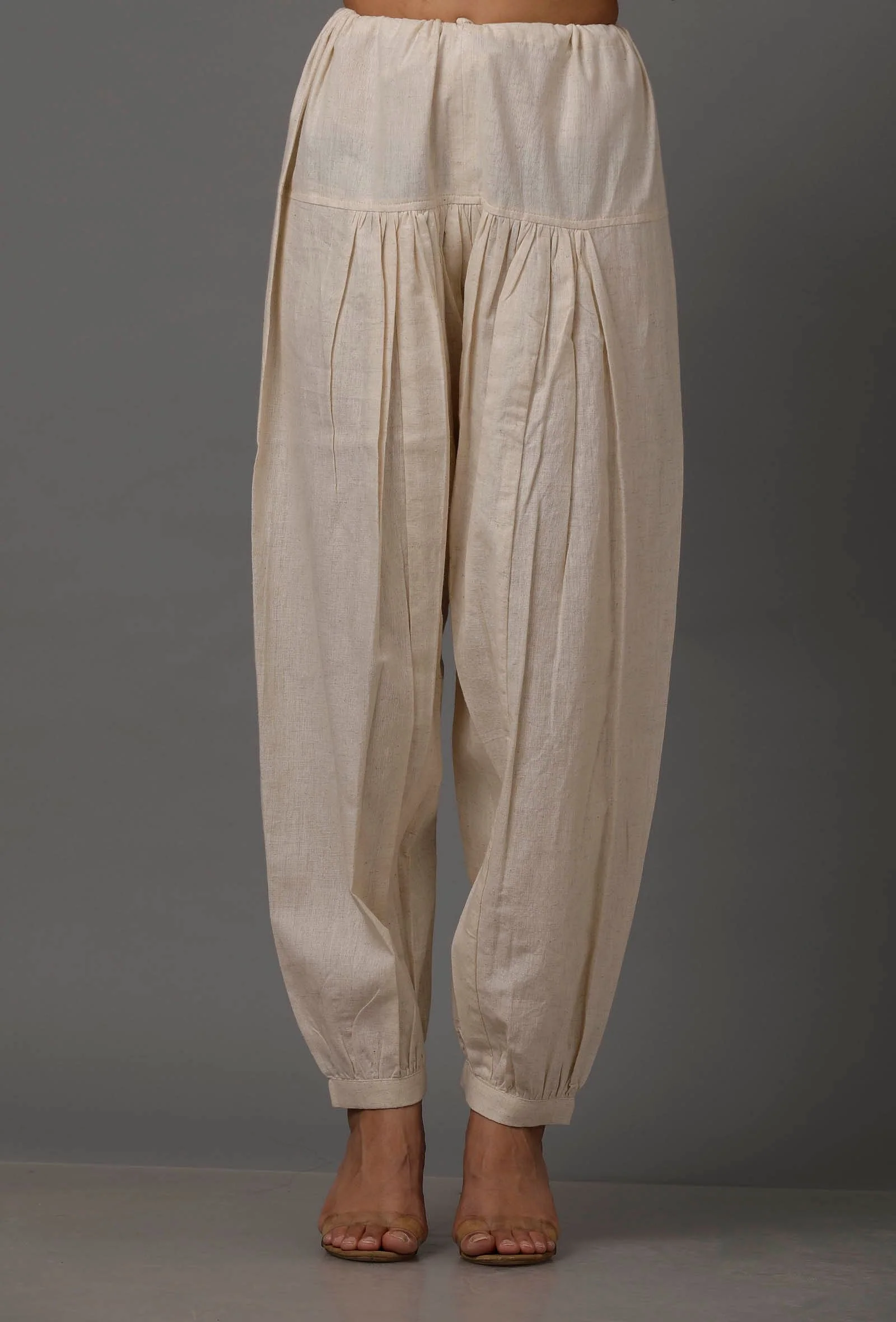 Set of 2: White Pure Woven Cotton Kurta and Pants - Image 8