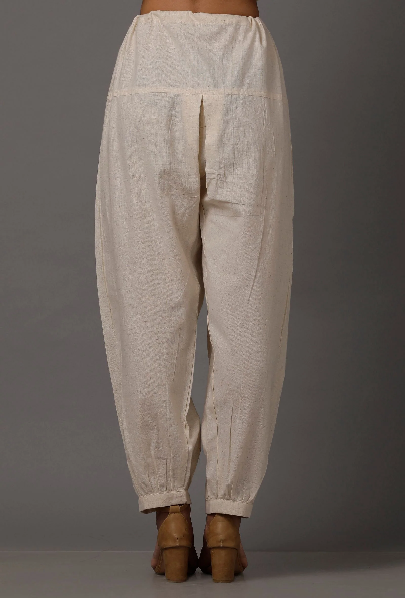 Set of 2: White Pure Woven Cotton Kurta and Pants - Image 9