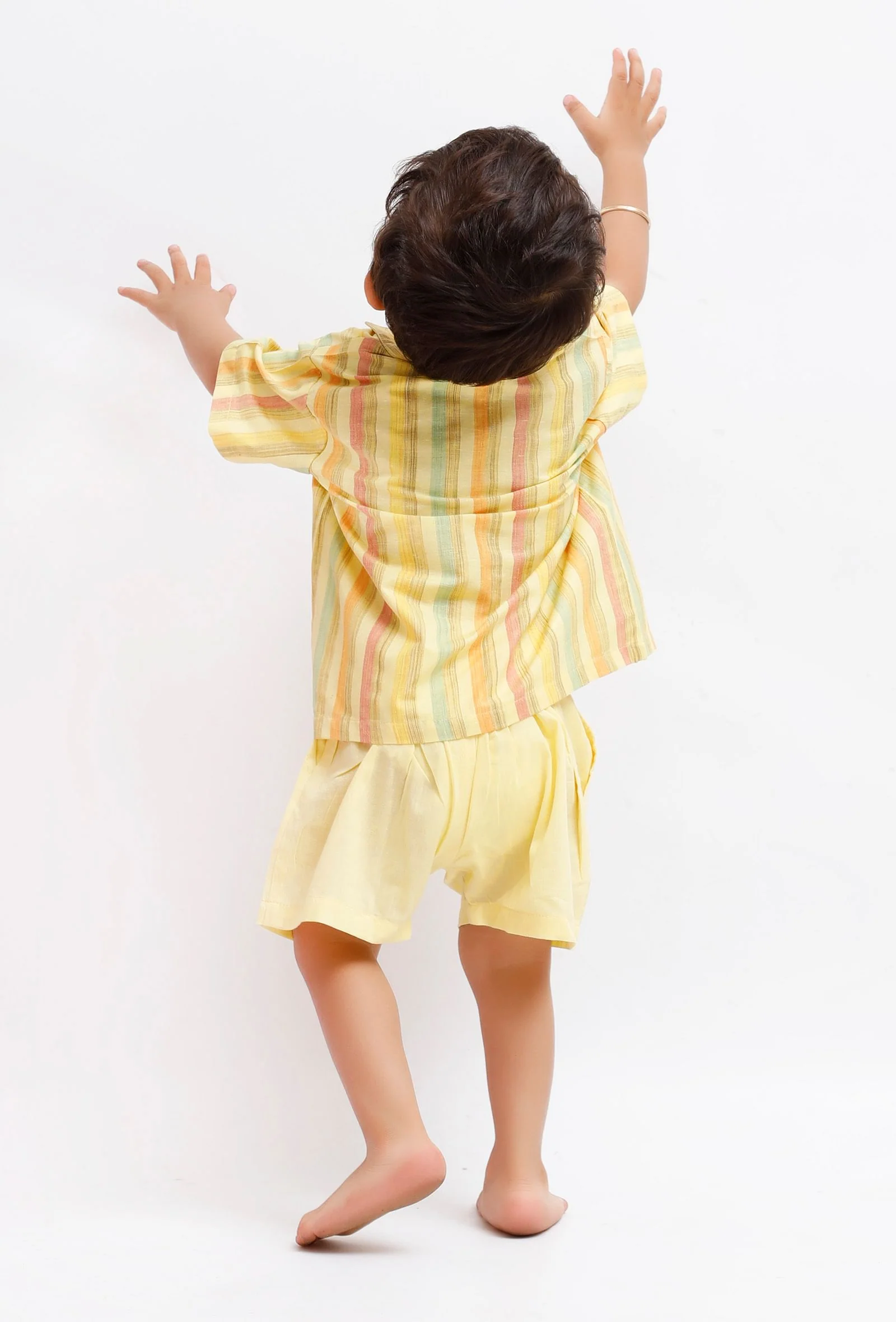 Set Of 2: Yellow Striped Shirt and Yellow shorts - Image 3