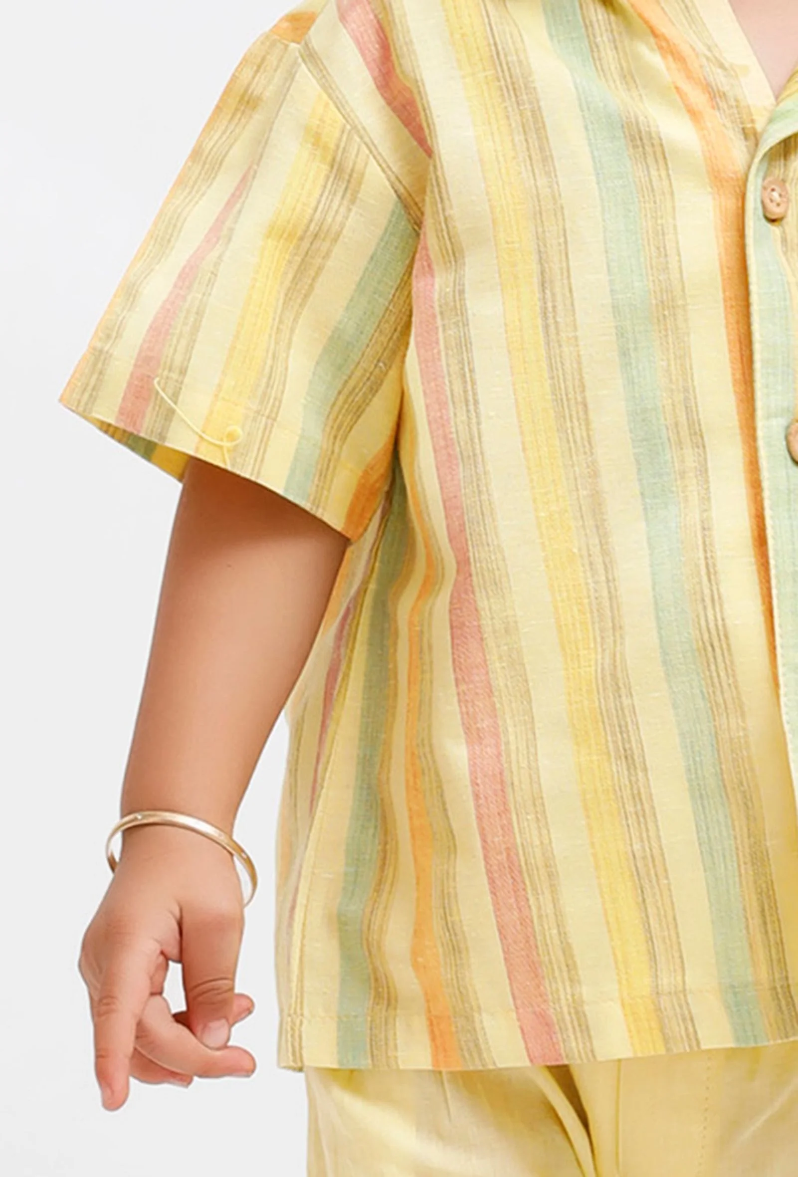Set Of 2: Yellow Striped Shirt and Yellow shorts - Image 4