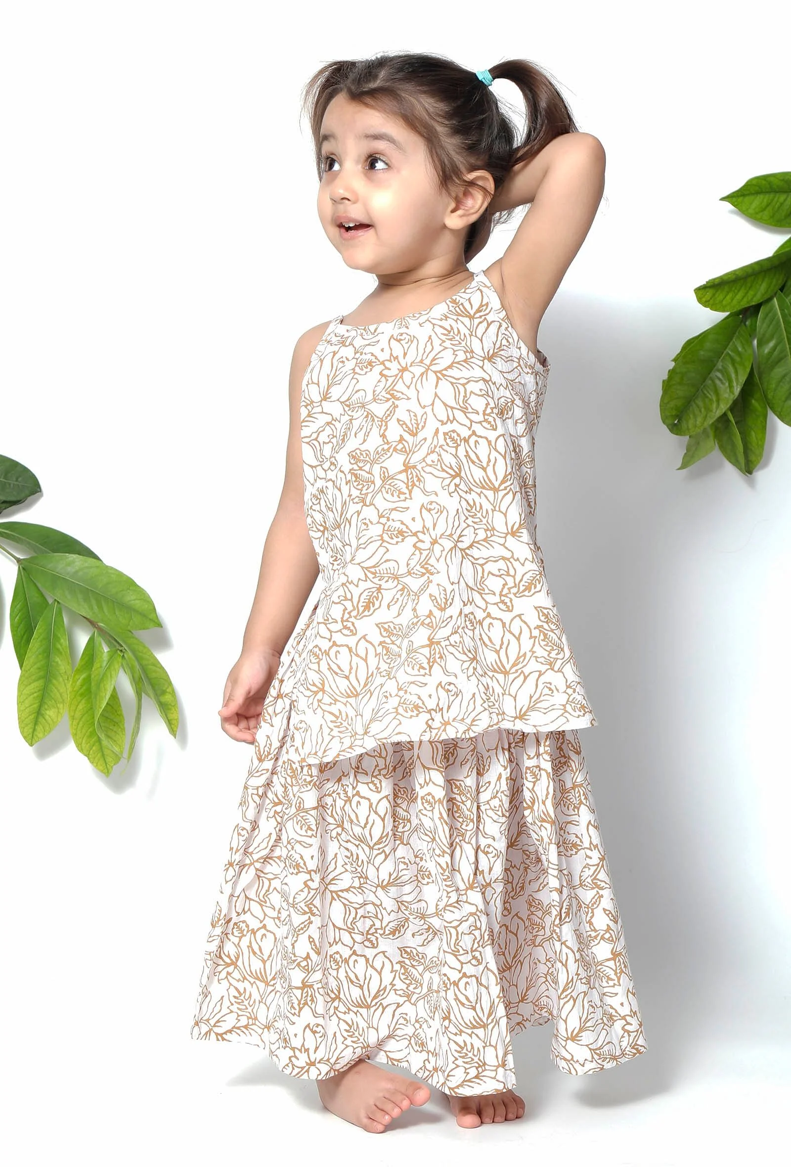 Set of 3 - Rapunzel Brown Floral Cape Jacket with Cotton Slip and Jacket - Image 3