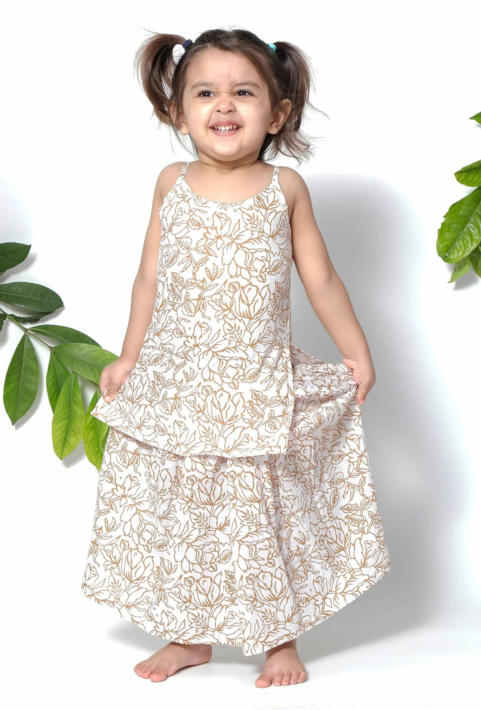 Set of 3 - Rapunzel Brown Floral Cape Jacket with Cotton Slip and Jacket - Image 4