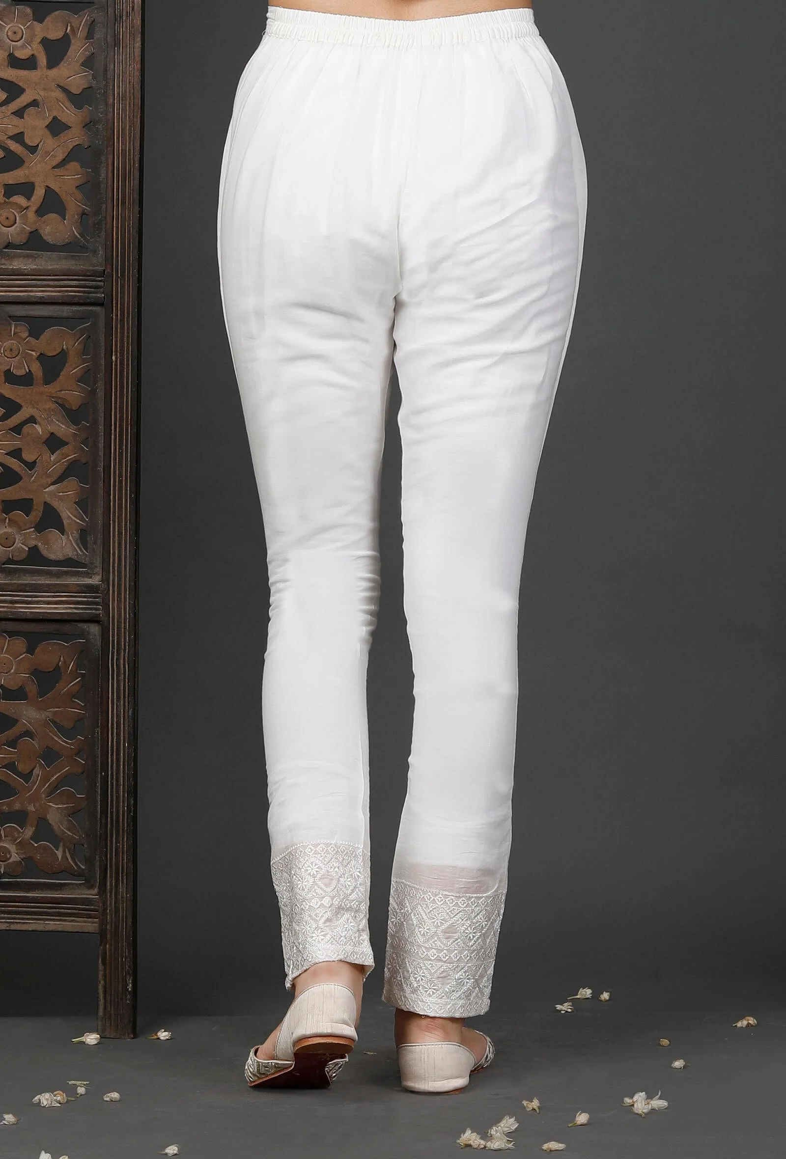 Straight White Cotton Pants - Image 4