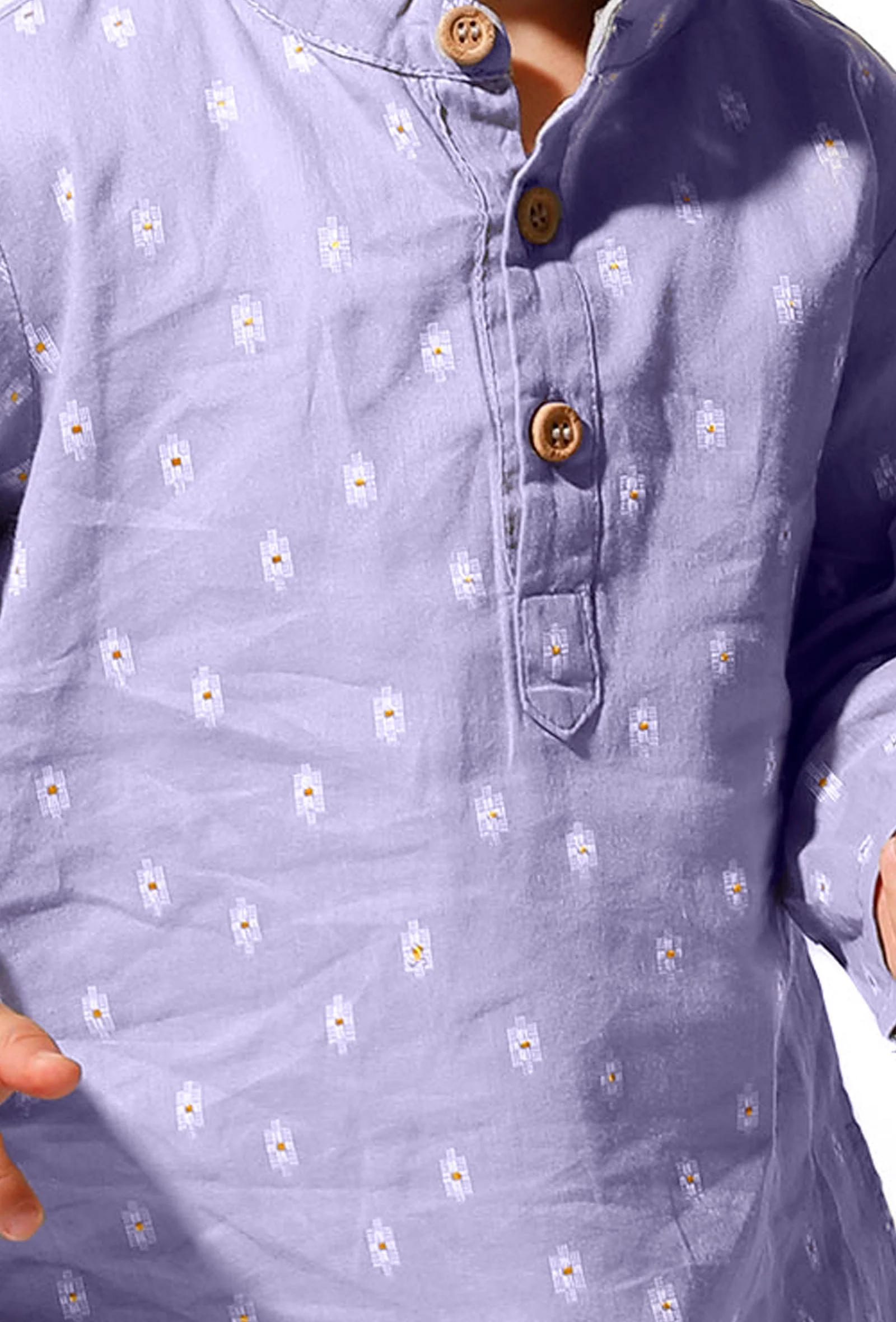 Tawny Blue Cotton Kurta Pyjama Set - Image 4