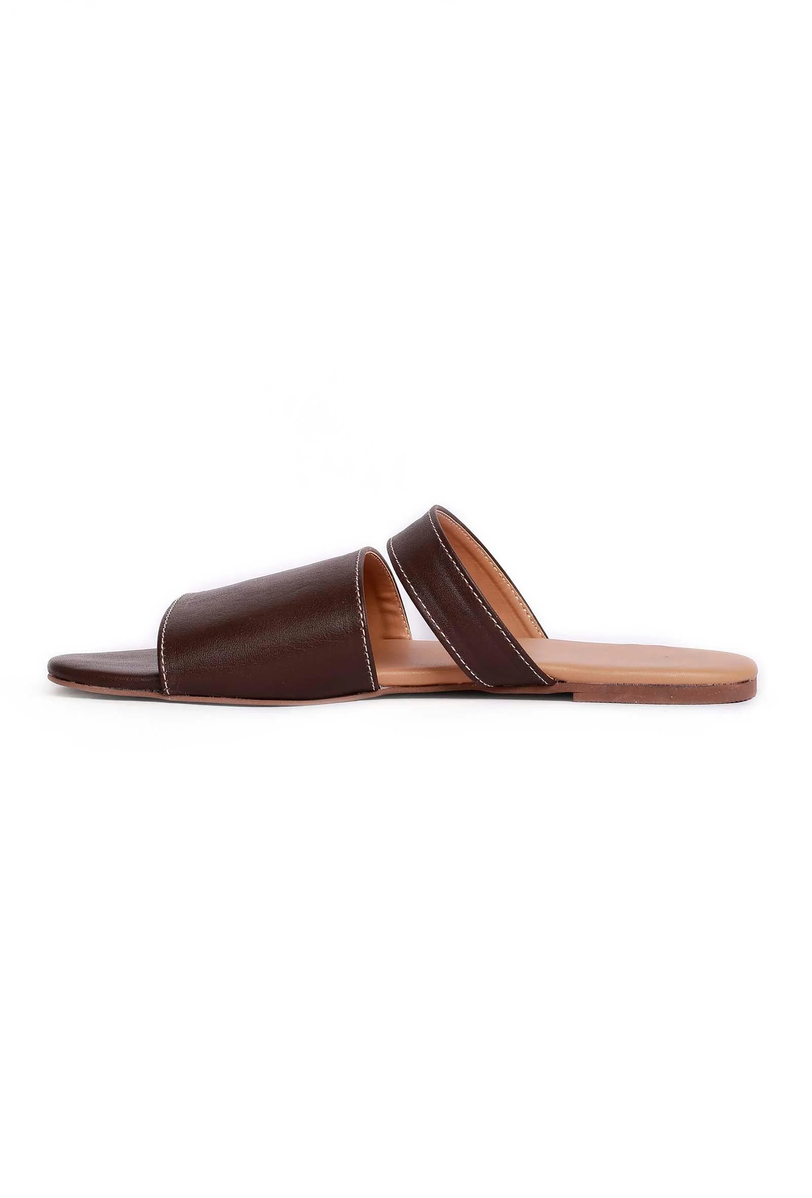 Tortilla Brown Cruelty Free Leather Sliders - Image 3