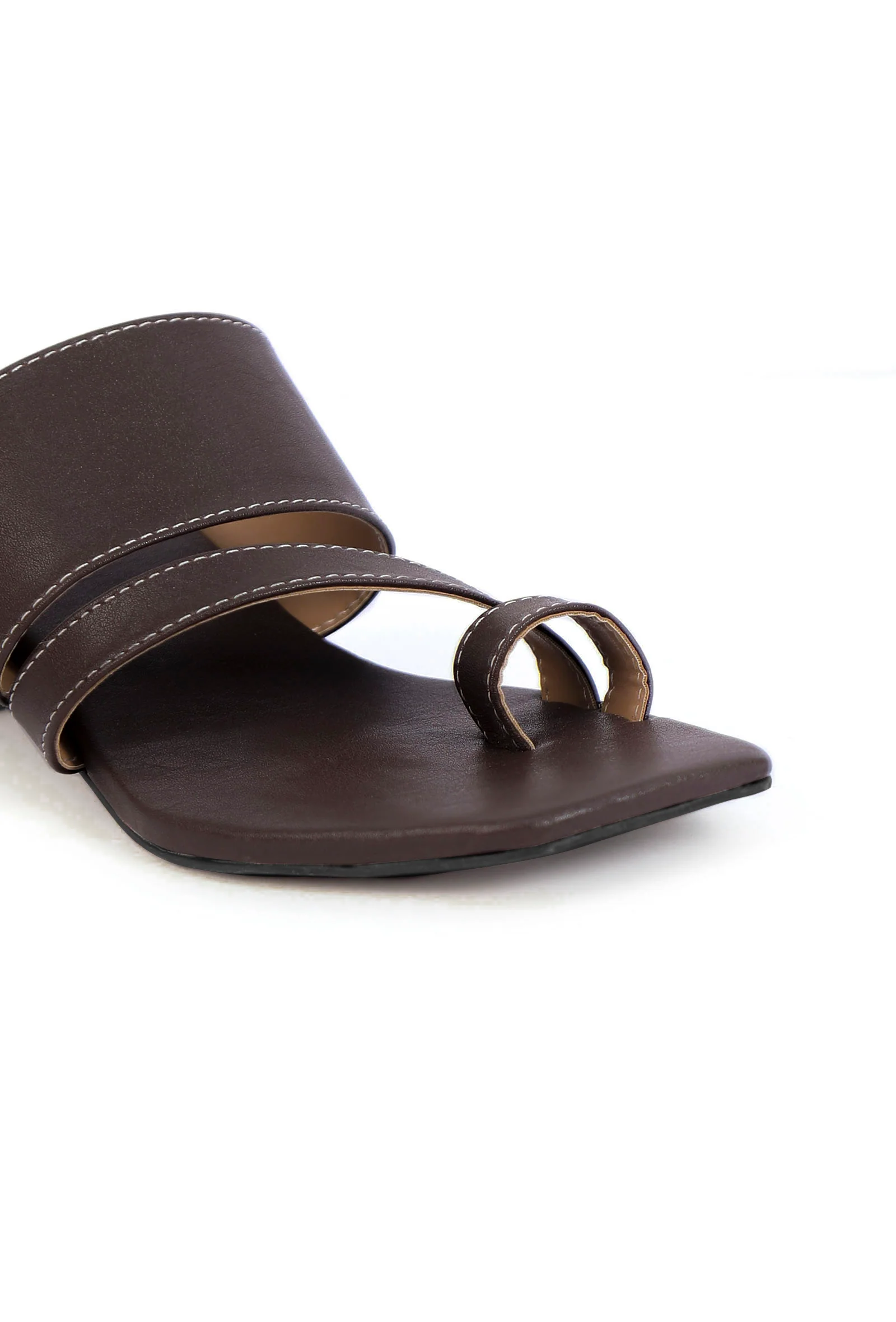 Umber Brown Cruelty Free Leather Strap Heels - Image 6