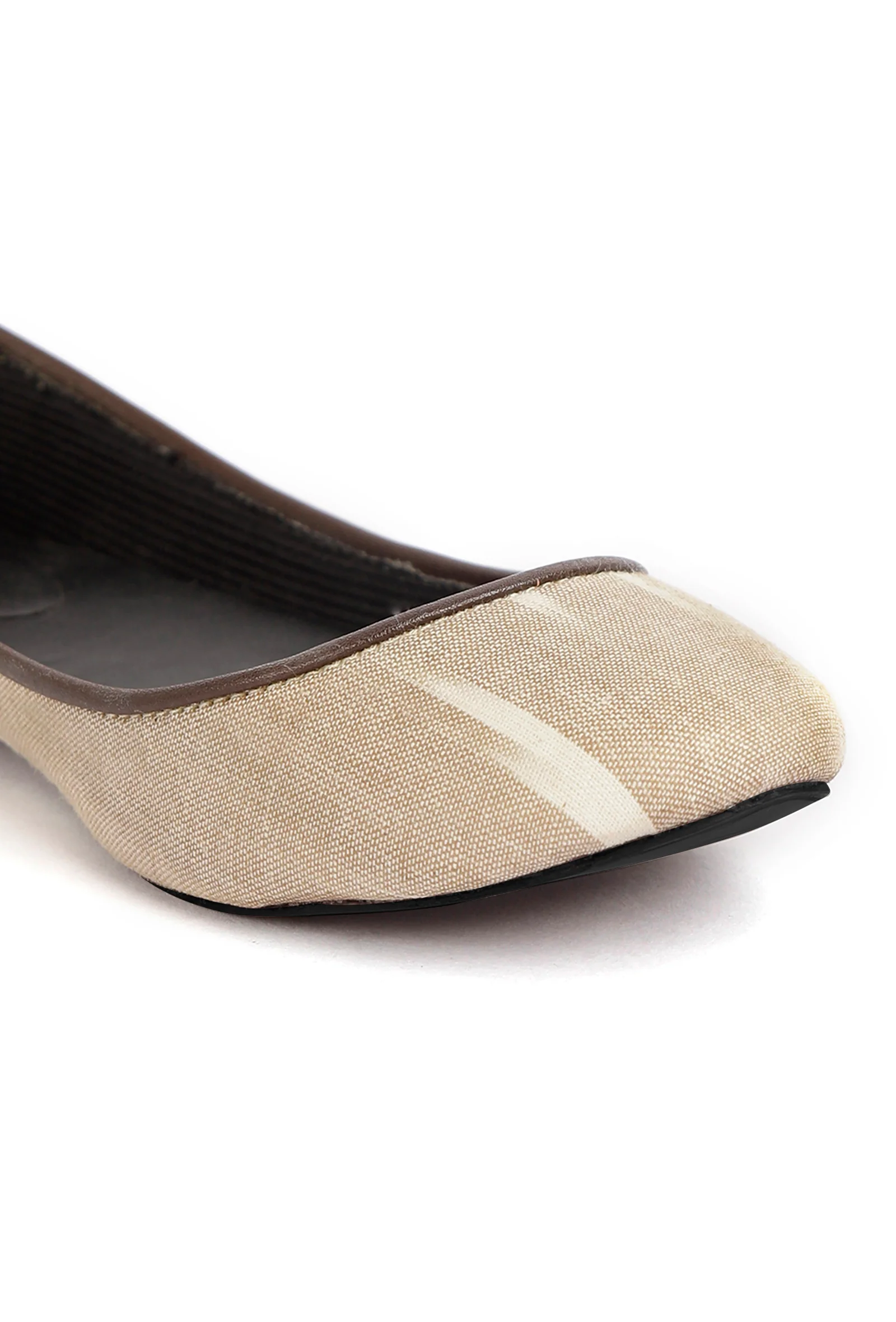 White and Beige Ikat Cruelty Free Leather Flat Ballerinas - Image 6