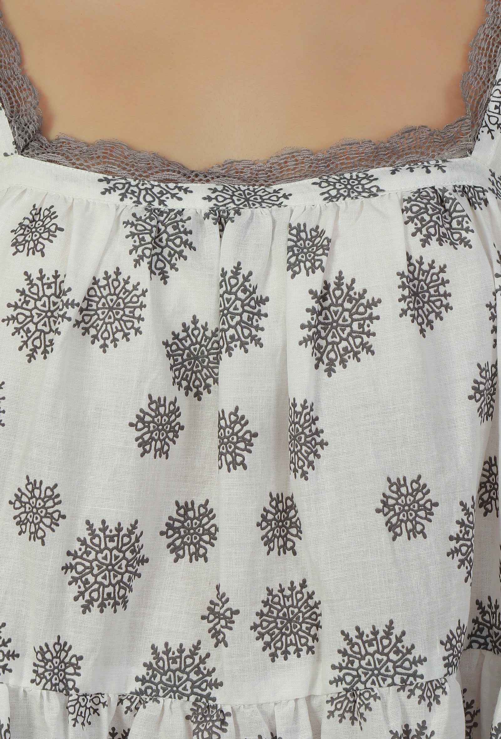 White Hand Block Printed Cotton Tunic - Image 5